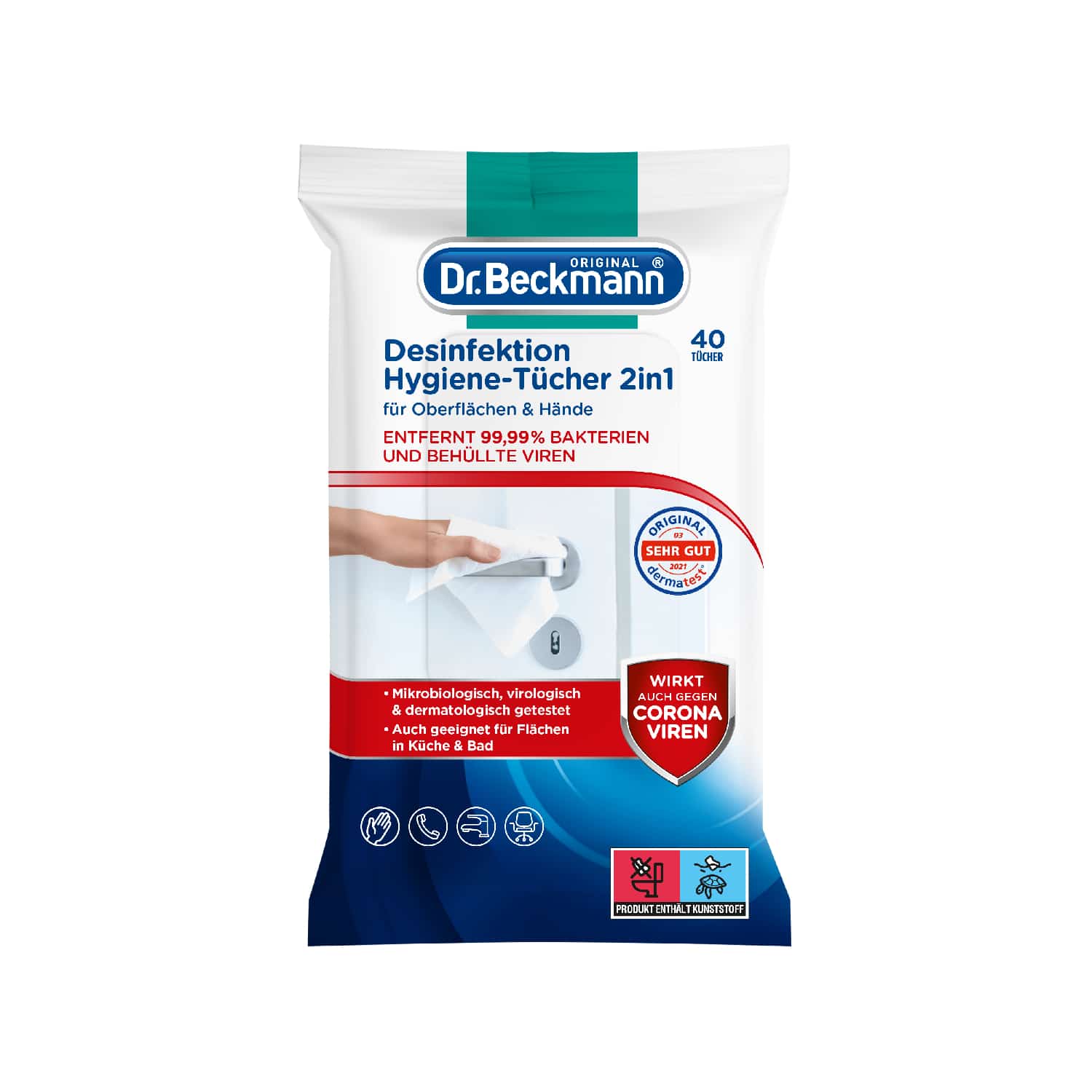 DR. BECKMANN DES. HYG. TUECHER 2IN1, 40ST PK